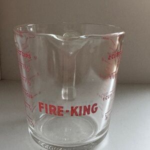 Vintage Fire King Glass Measuring Cup 2 Cups #498 Clear Red Lettering USA